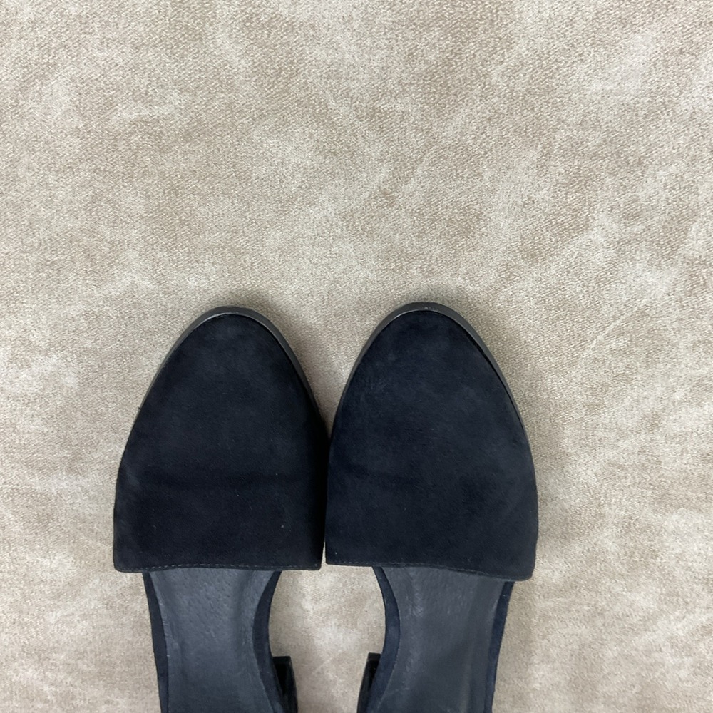 Eileen Fisher Heels 7.5 Sandals Ankle Strap Block Black Suede Vero Cuoio Career - Picture 4 of 13